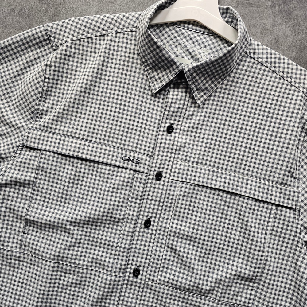 GAMEGUARD OUTDOORS Mens XL Gingham Short Sleeve Vented Fishing Shirt Black White